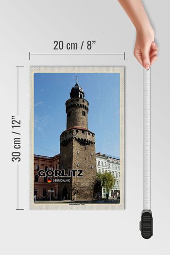 Panneau en bois villes Görlitz Reichenbacher Tower 20x30cm 4