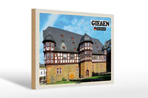 Holzschild Städte Gießen Neues Schloss 30x20cm