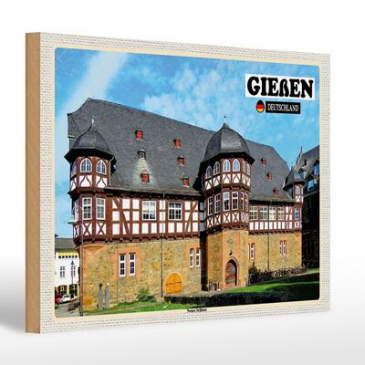 Holzschild Städte Gießen Neues Schloss 30x20cm