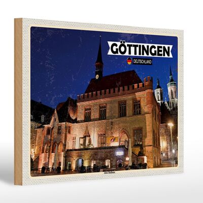 Cartello in legno città Municipio della Città Vecchia di Göttingen 30x20 cm