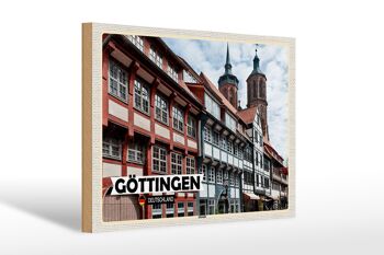 Panneau en bois villes Göttingen architecture de la vieille ville 30x20cm 1