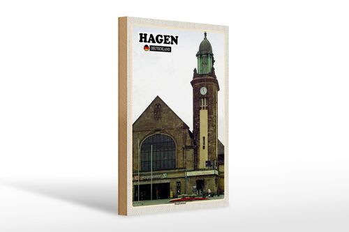 Holzschild Städte Hagen Hauptbahnhof Zug 20x30cm