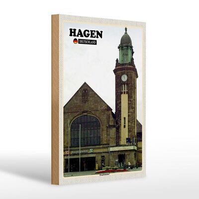 Holzschild Städte Hagen Hauptbahnhof Zug 20x30cm