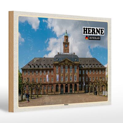 Holzschild Städte Herne Rathaus Architektur 30x20cm