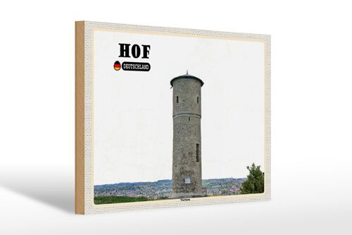 Holzschild Städte Hof Wartturm Sehenswürdigkeit 30x20cm