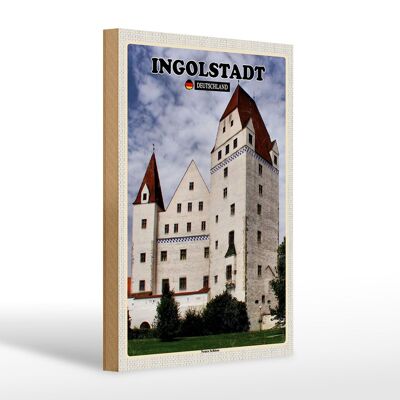 Cartel de madera ciudades Ingolstadt Castillo Nuevo 20x30cm