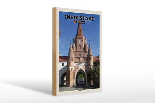 Holzschild Städte Ingolstadt Kreuztor Architektur 20x30cm