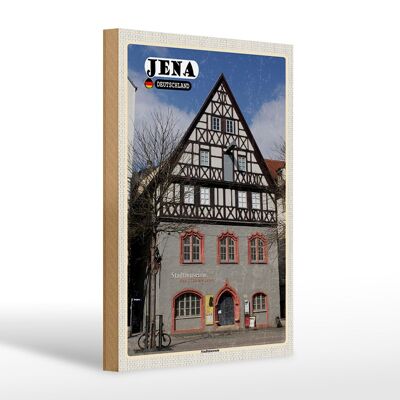 Letrero de madera ciudades Jena colección de arte del museo de la ciudad 20x30cm