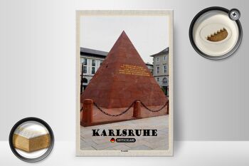 Panneau en bois villes Karlsruhe architecture pyramidale 20x30cm 2