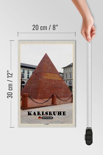 Panneau en bois villes Karlsruhe architecture pyramidale 20x30cm 4