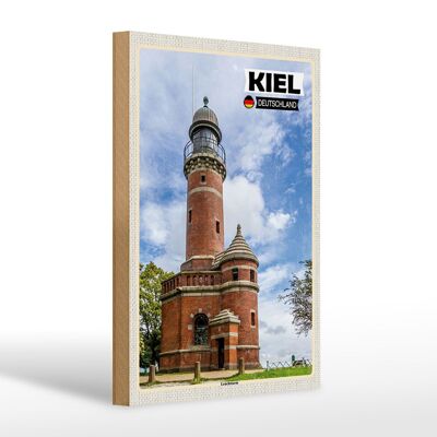 Letrero de madera ciudades Kiel faro arquitectura 20x30cm