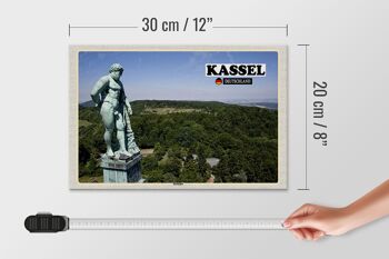 Panneau en bois villes de Kassel sculpture Hercule 30x20cm 4