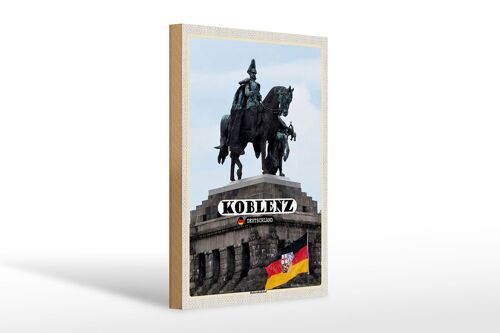 Holzschild Städte Koblenz Reiterdenkmal Skulptur 20x30cm