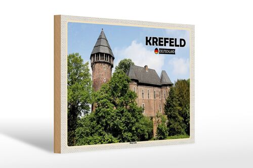 Holzschild Städte Krefeld Burg Linn Schloss 30x20cm