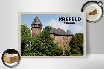 Panneau en bois villes Krefeld Burg Linn Château 30x20cm 2