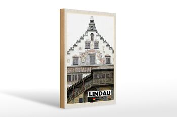 Panneau en bois villes mairie de Lindau architecture 20x30cm 1