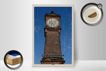 Panneau en bois villes Ludwigshafen niveau horloge architecture 20x30cm 2