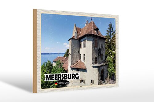 Holzschild Städte Meersburg Burg Architektur 30x20cm