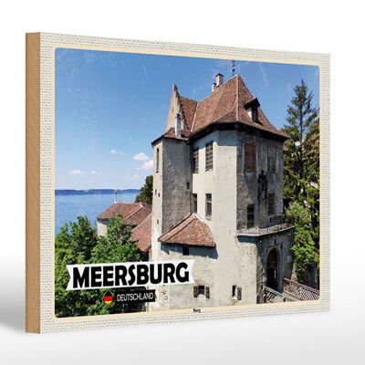 Letrero de madera ciudades Arquitectura del castillo de Meersburg 30x20cm