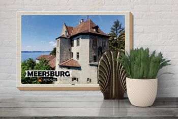 Panneau en bois Villes Architecture du château de Meersburg 30x20cm 3