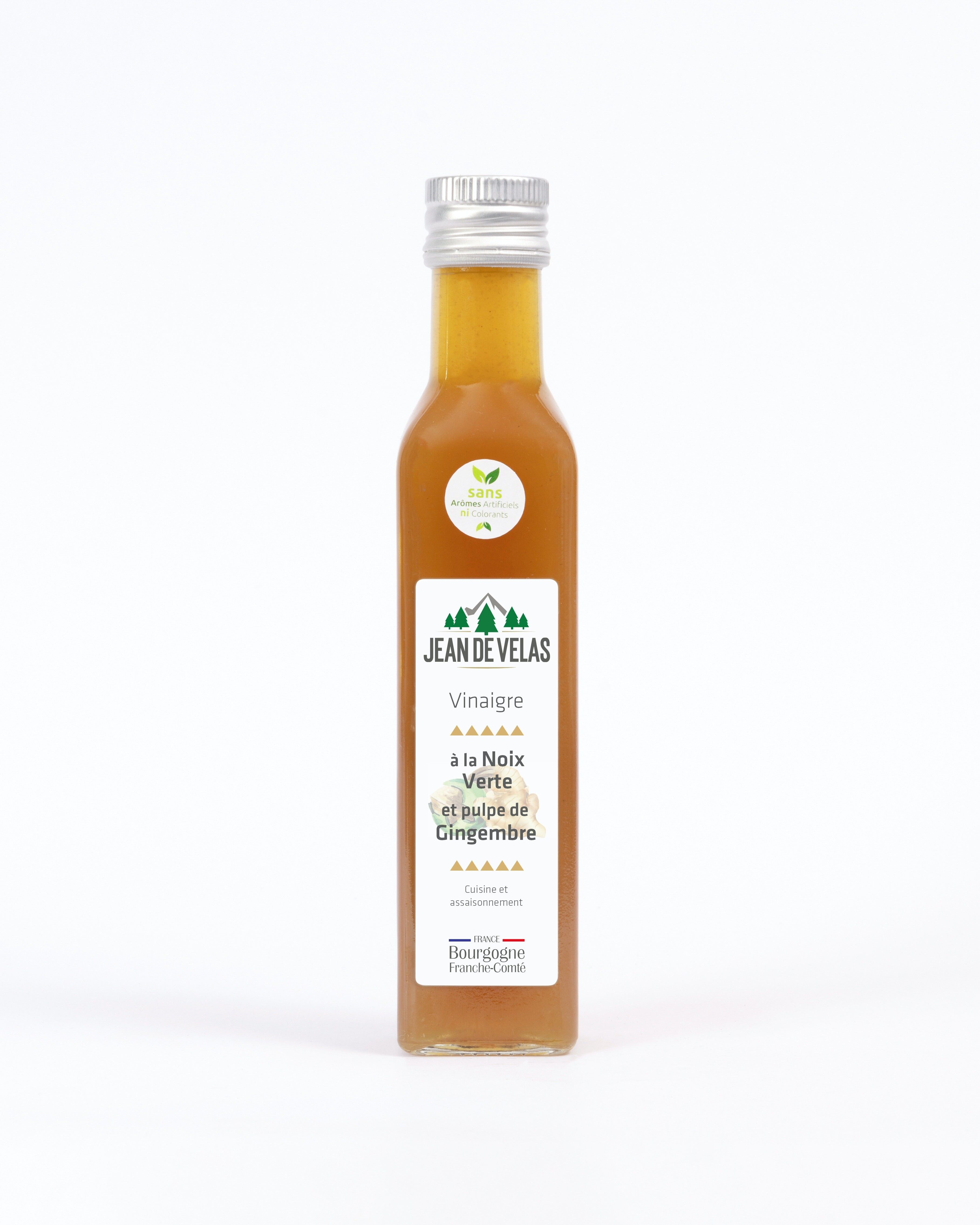 Grüner Walnussessig und Ingwerpulpe