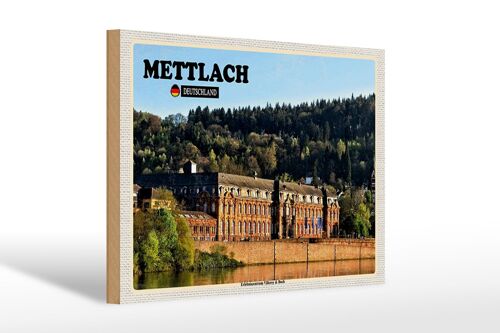 Holzschild Städte Mettlach Fabrik Gebäude 30x20cm