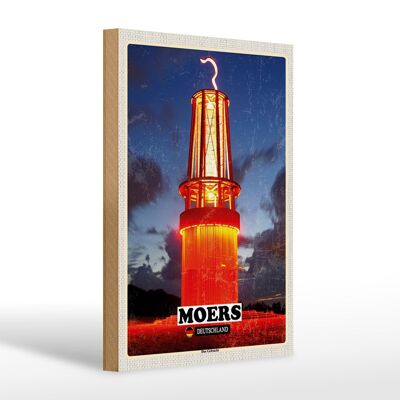 Cartello in legno città Moers la luce notturna 20x30 cm