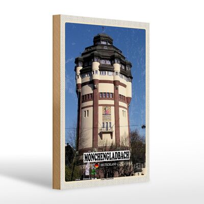 Cartello in legno città Mönchengladbach Nuova torre dell'acqua 20x30 cm