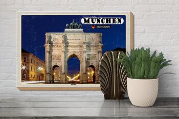 Panneau en bois villes Munich Siegestor architecture 30x20cm 3