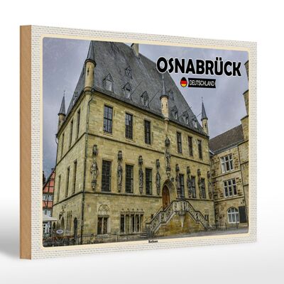 Cartello in legno città Architettura del municipio di Osnabrück 30x20 cm