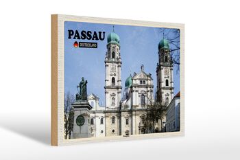 Panneau en bois villes Passau Place de la Cathédrale architecture 30x20cm 1