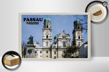 Panneau en bois villes Passau Place de la Cathédrale architecture 30x20cm 2