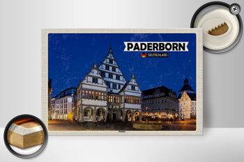 Panneau en bois villes Hôtel de ville de Paderborn vieille ville 30x20cm 2