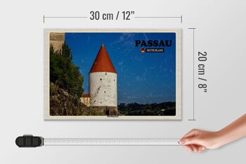 Panneau en bois villes Passau Schaiblingsturm architecture 30x20cm 4