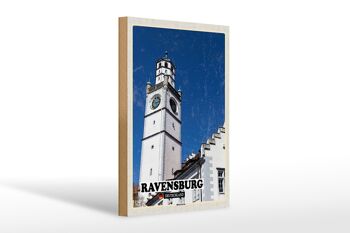 Panneau en bois villes Ravensburg Blaserturm architecture 20x30cm 1