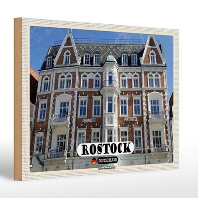 Cartello in legno città Rostock Galerie Rostocker Hof 30x20cm