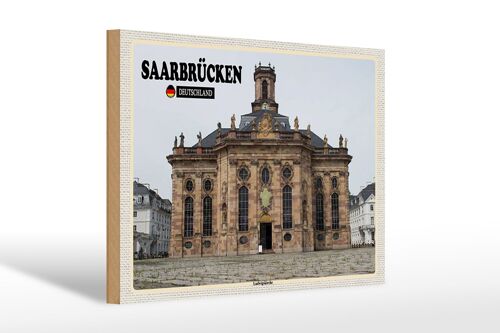 Holzschild Städte Saarbrücken Ludwigskirche 30x20cm