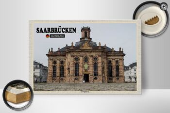 Panneau en bois villes Saarbrücken Ludwigskirche 30x20cm 2