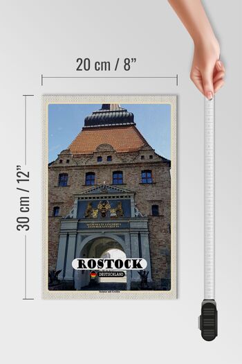 Panneau en bois villes Rostock portail en pierre avec griffons 20x30cm 4