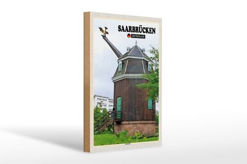 Holzschild Städte Saarbrücken Saarkran Wanddeko 20x30cm