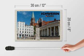 Panneau en bois villes Schwerin place du marché architecture 30x20cm 4
