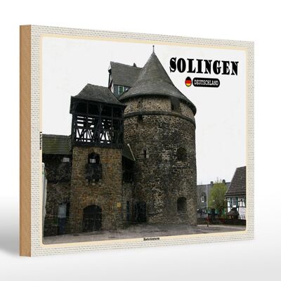 Letrero de madera ciudades Torre de batería de Solingen 30x20cm