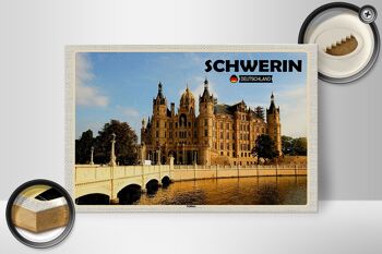 Panneau en bois villes architecture du château de Schwerin 30x20cm 2