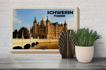 Panneau en bois villes architecture du château de Schwerin 30x20cm 3