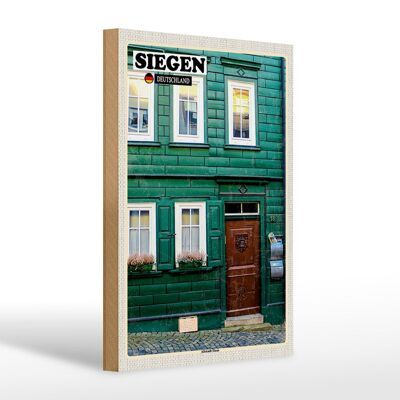 Cartel de madera ciudades Siegen arquitectura de la casa antigua 20x30cm