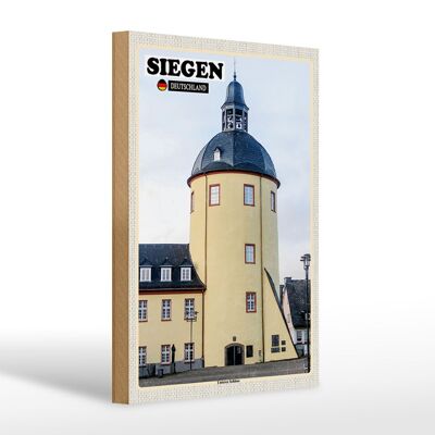 Cartel de madera ciudades Siegen Lower Castle Building 20x30cm