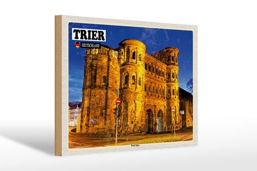 Holzschild Städte Trier Porta Nigra Altstadt 30x20cm