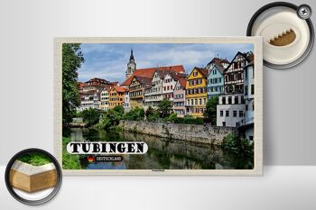 Panneau en bois Villes Tübingen Neckarfront River Buildings 30x20cm 2