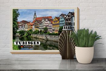 Panneau en bois Villes Tübingen Neckarfront River Buildings 30x20cm 3