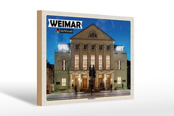 Panneau en bois villes Théâtre national de Weimar Moyen Âge 30x20cm 1